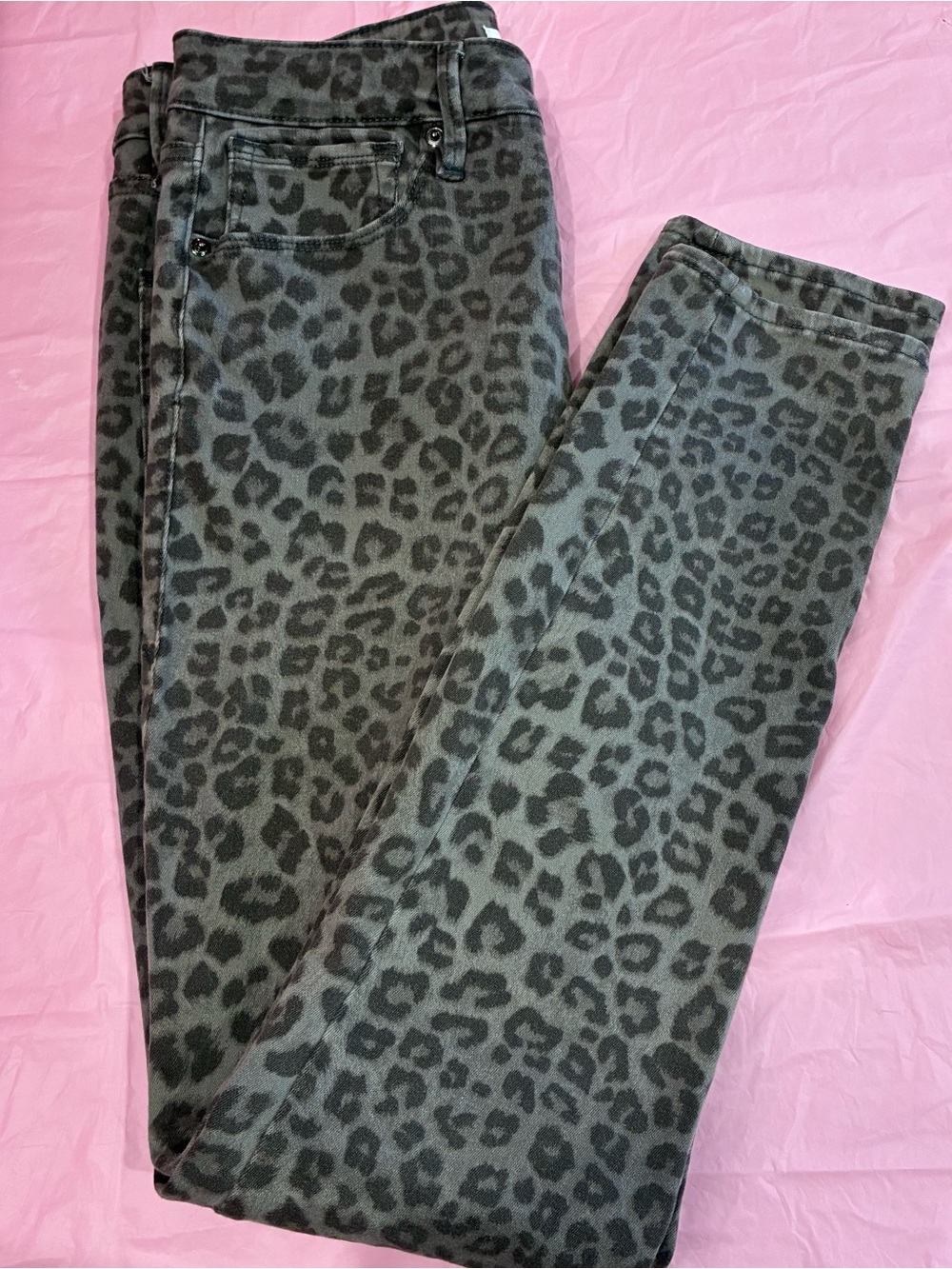 Good American Good Legs Women’s High Rise Skinny Jeans Gray Black Leopard Sz 10